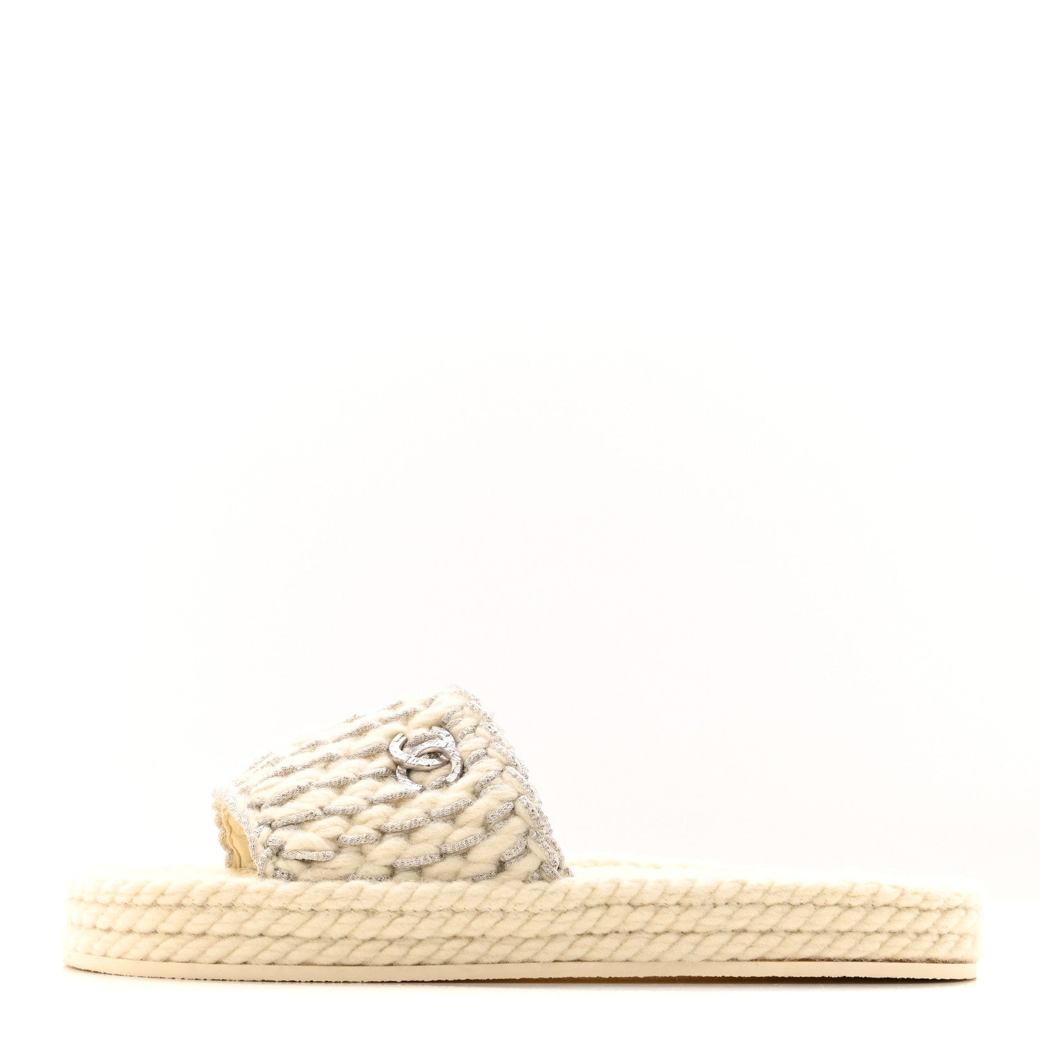 Chanel Braided Knit CC Mules 40 Ecru 1 of 10