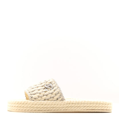 Chanel Braided Knit CC Mules 40 Ecru 1 of 10