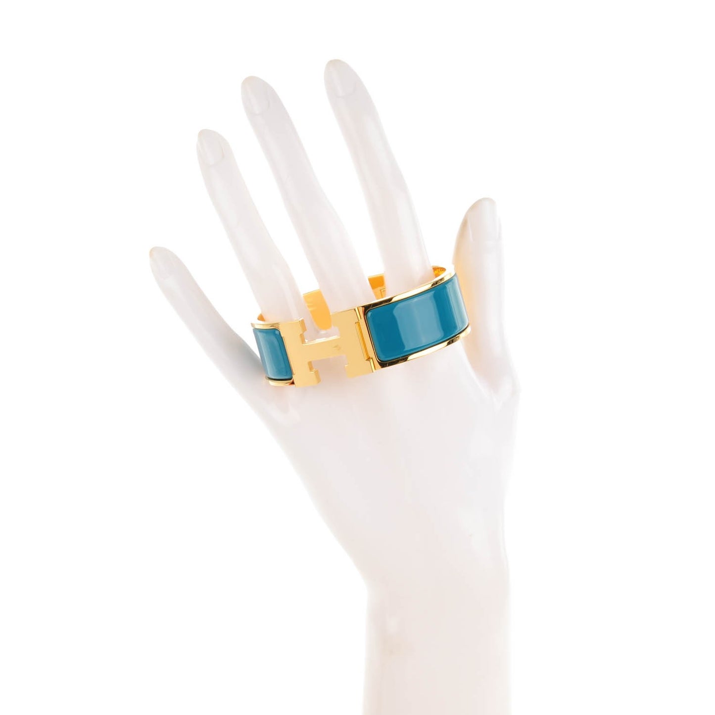 Enamel Wide Clic Clac H Bracelet GM Bleu Indien