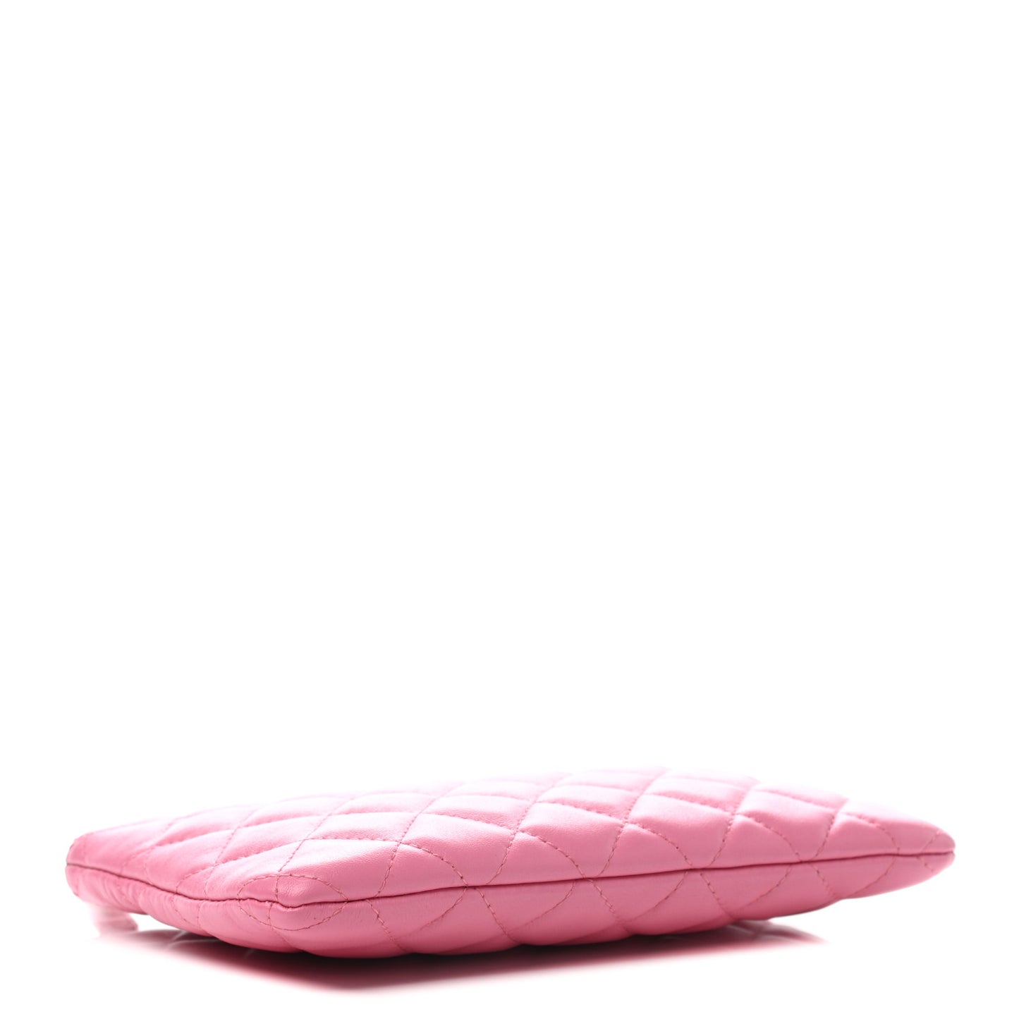 Lambskin Quilted Zipped Pouch Pink Yellow