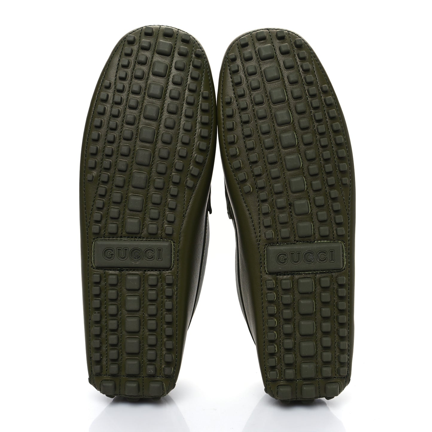 Soft Clove Calfskin Monochrome Mens Interlocking G Driver Loafers 8 Juniper Green