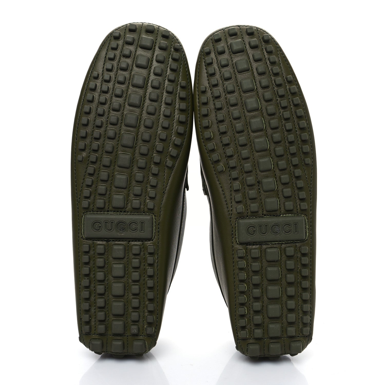 Gucci Soft Clove Calfskin Monochrome Mens Interlocking G Driver Loafers 8 Juniper Green 5 of 8