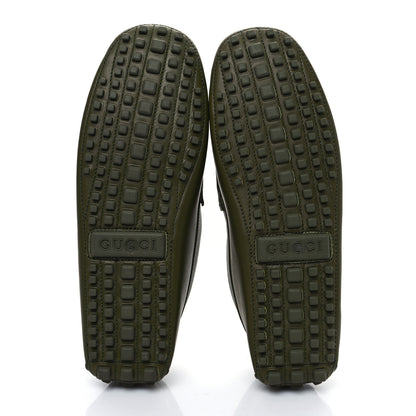 Gucci Soft Clove Calfskin Monochrome Mens Interlocking G Driver Loafers 8 Juniper Green 5 of 8