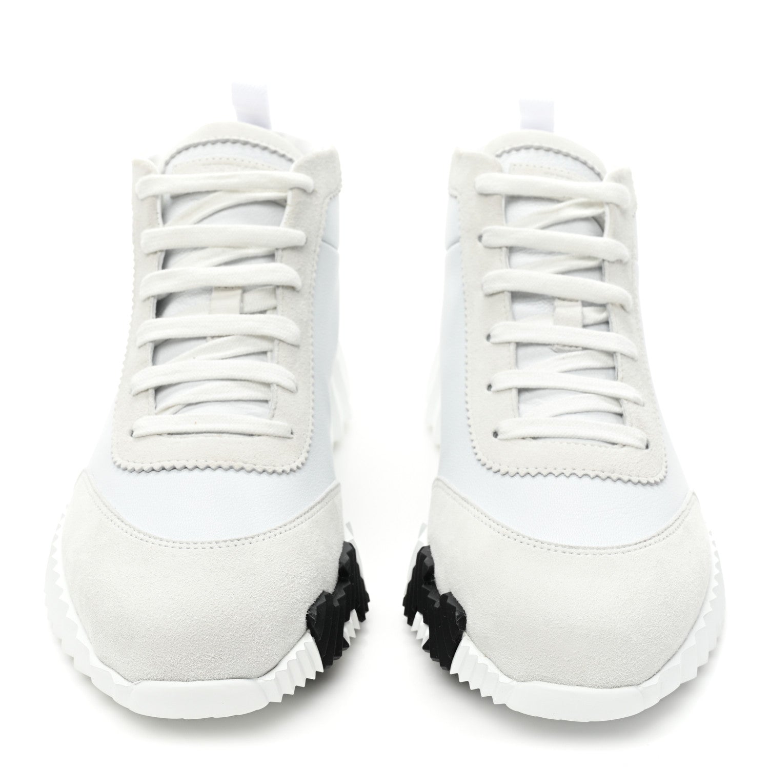 Hermes Goatskin Suede Hip-Hop High Top Sneakers 39 White 2 of 9