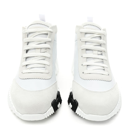 Hermes Goatskin Suede Hip-Hop High Top Sneakers 39 White 2 of 9