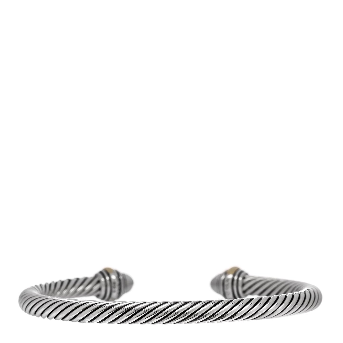 Sterling Silver 14K Yellow Gold Diamond 5mm Cable Classics Bracelet