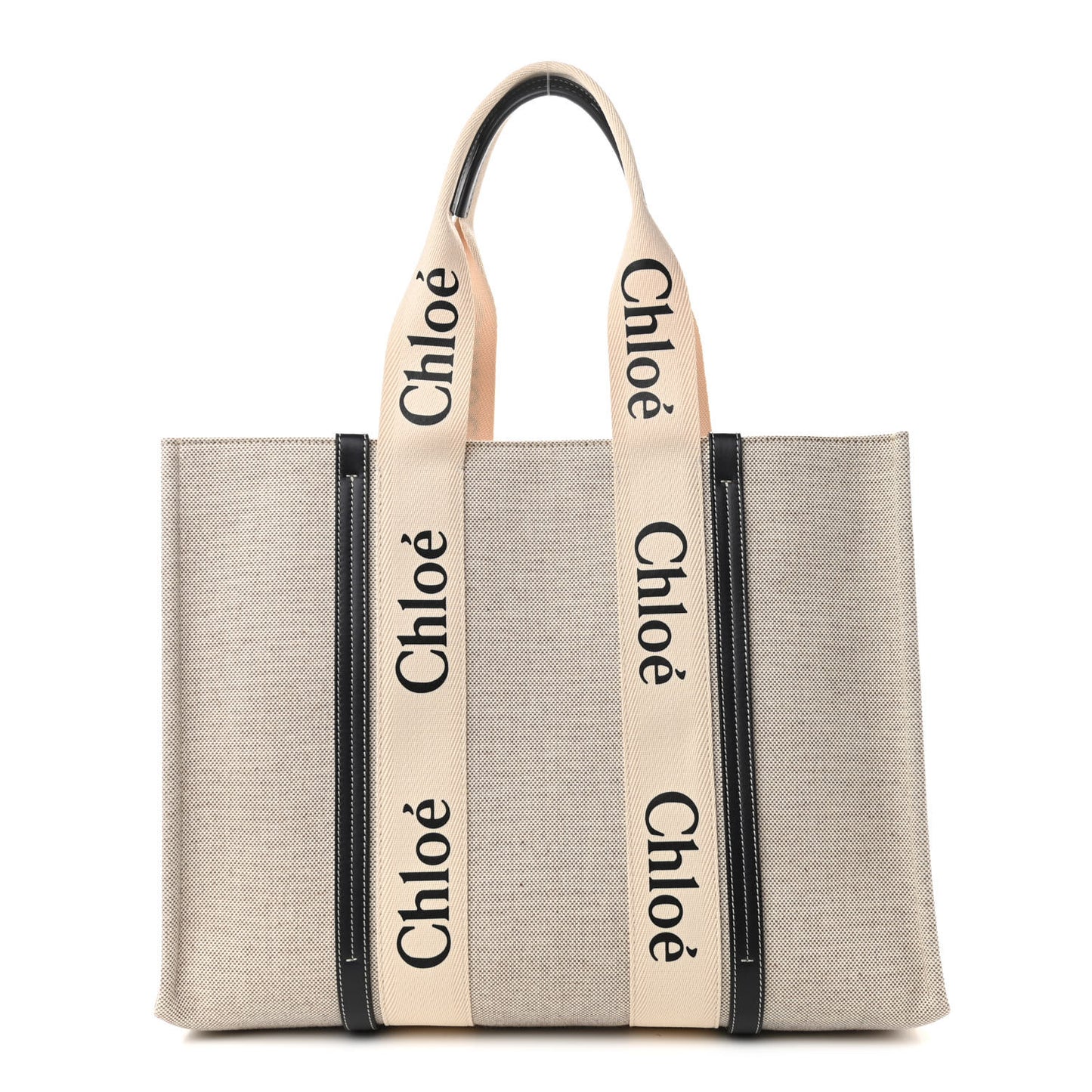 Cotton Calfskin Large Woody Ribbon Tote White Blue