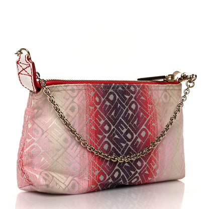 Fendi Canvas Ombre Logo Chain Strap Pochette Red White 3 of 12