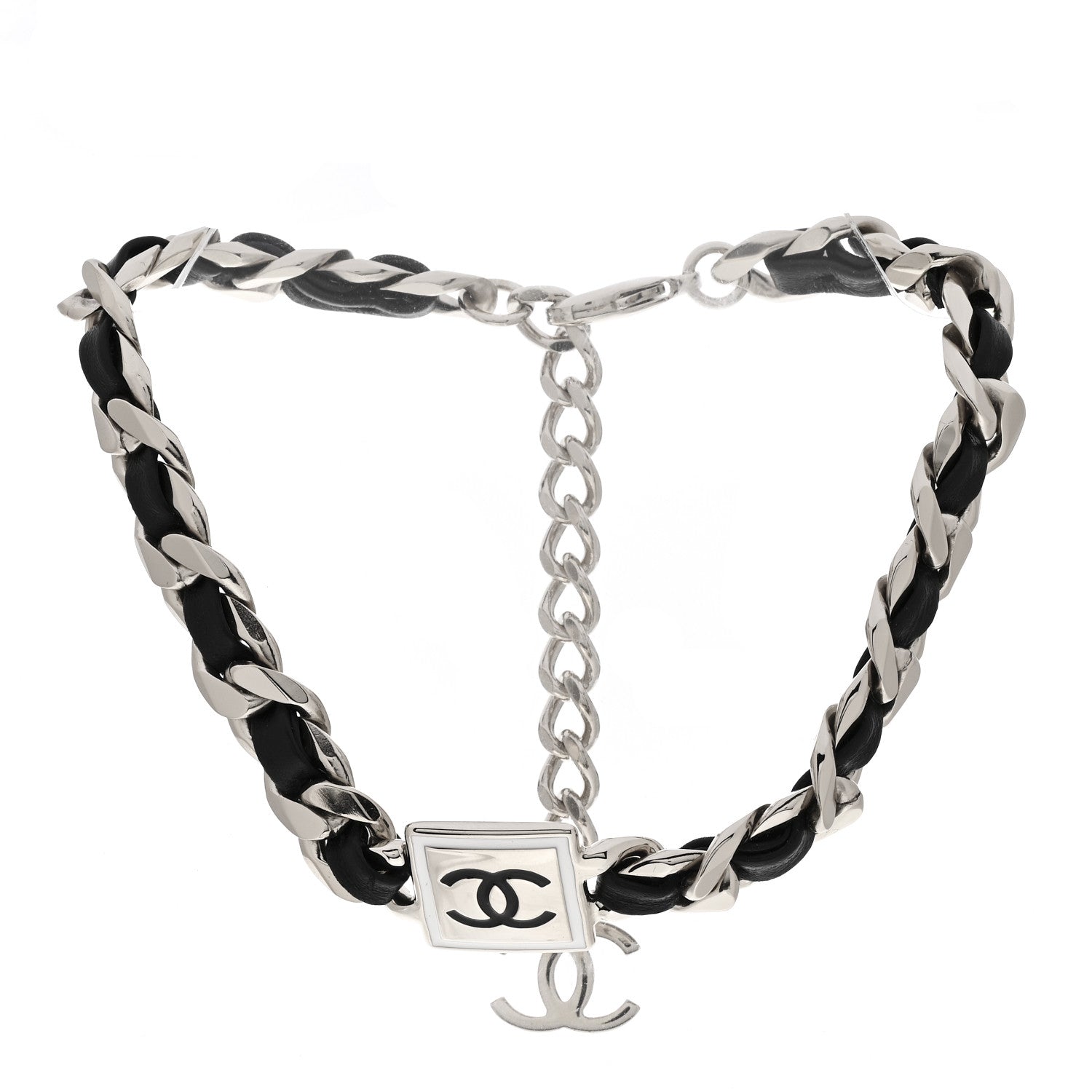 Chanel Metal Lambskin CC Square Choker Gold Black White 2 of 3