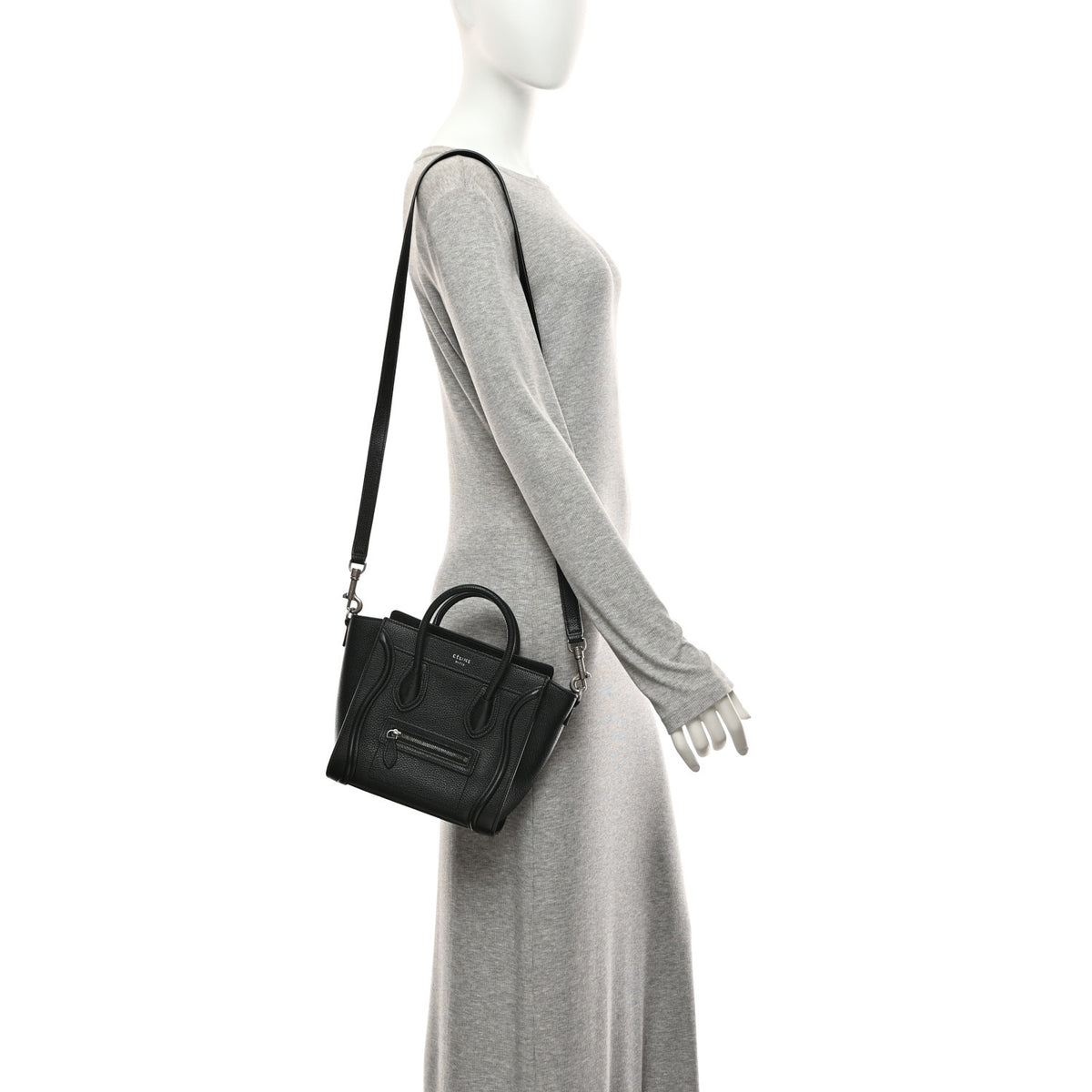 Drummed Calfskin Nano Luggage Black