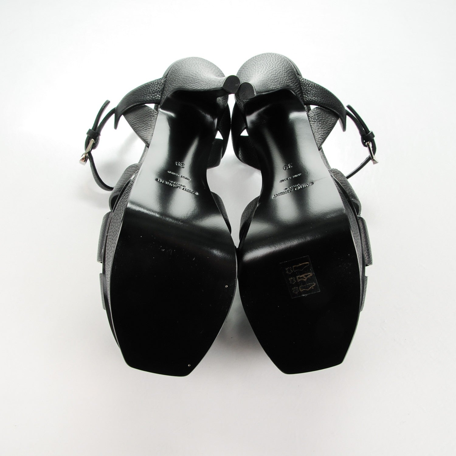 Saint Laurent Calfskin Tribute 105 Platform Sandals 39 Black 5 of 8