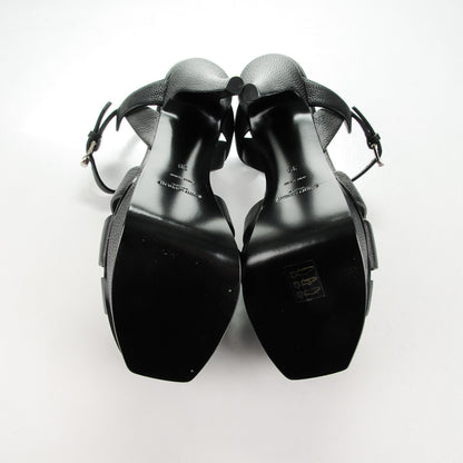 Saint Laurent Calfskin Tribute 105 Platform Sandals 39 Black 5 of 8