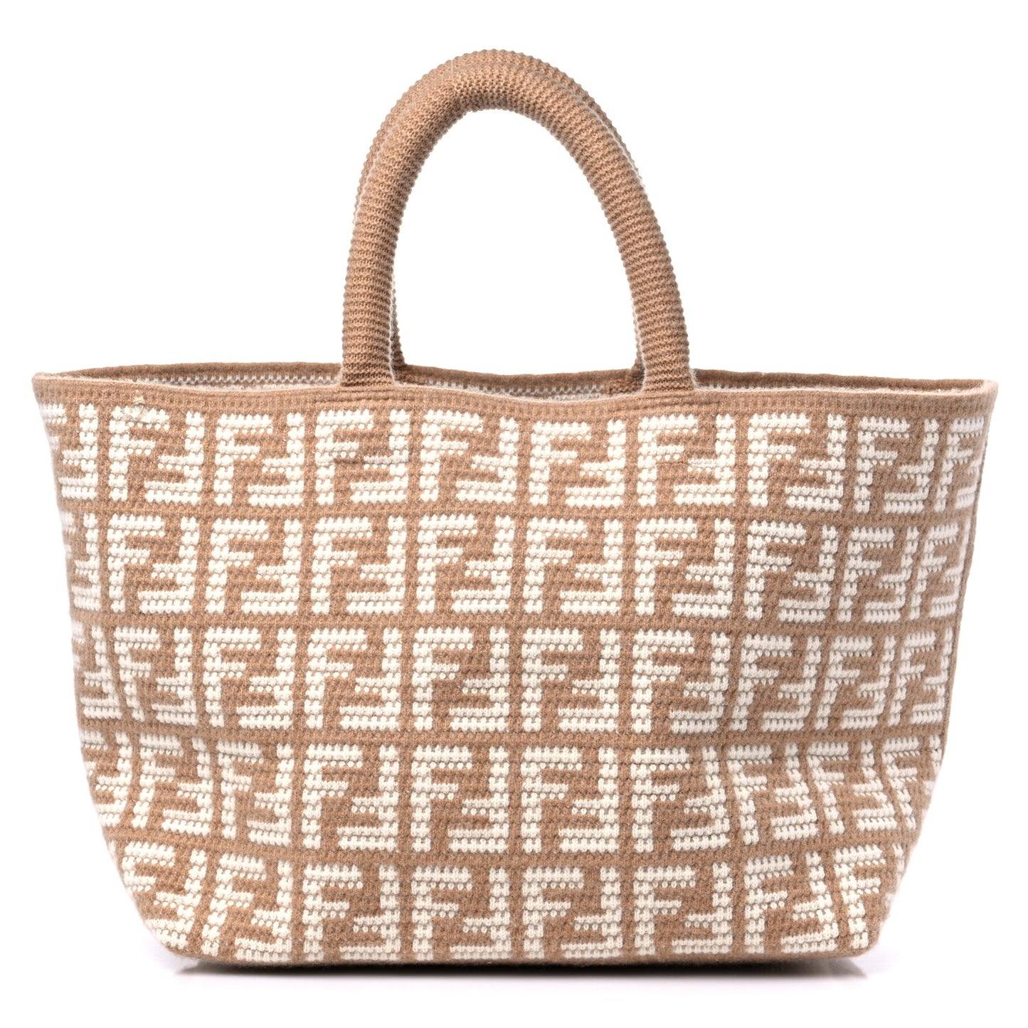 Cashmere Knit FF Large Shopper Tote Cammello