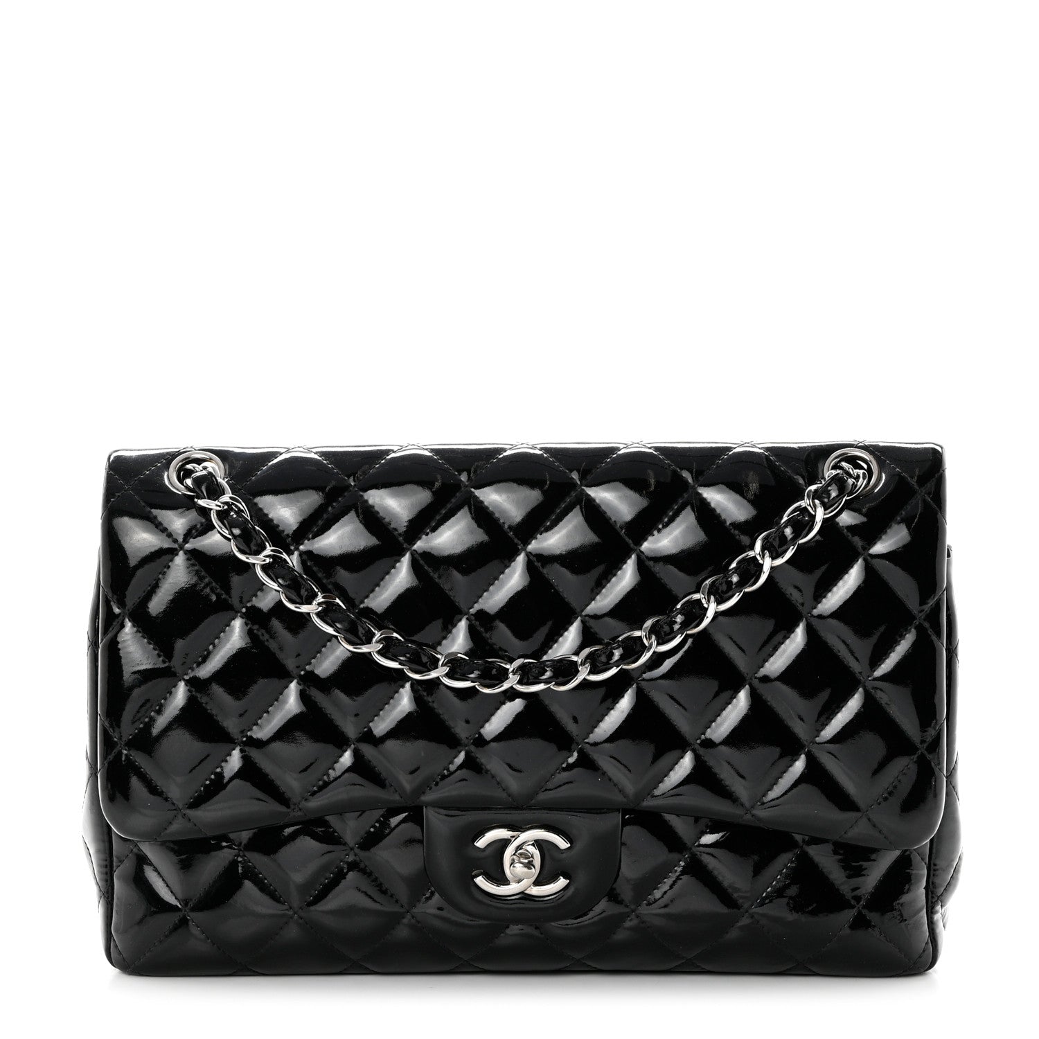 Chanel Patent Quilted Jumbo Double Flap Black 1 of 17