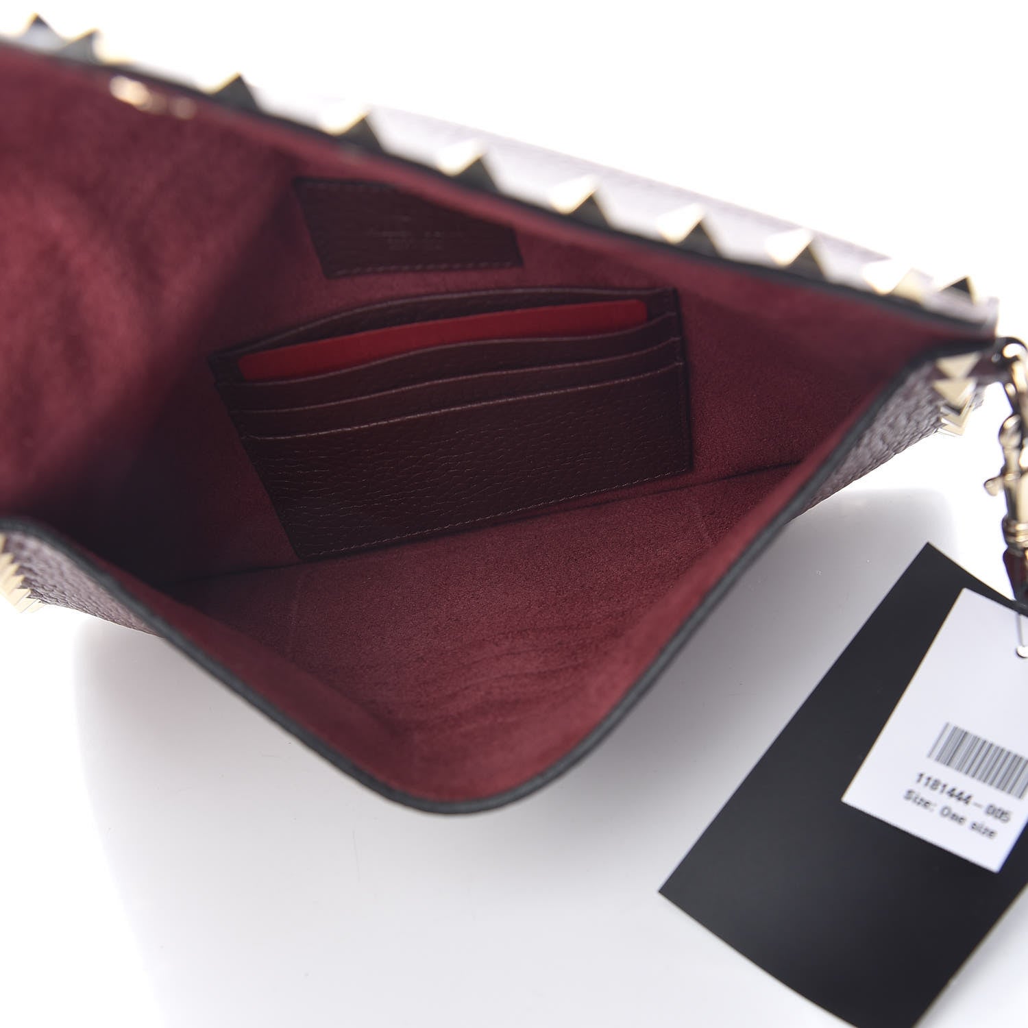 Valentino Garavani Pebbled Calfskin Medium Rockstud Envelope Flat Wristlet Pouch Rubin 5 of 10