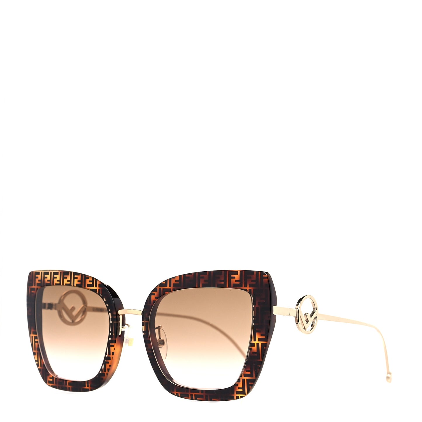 Acetate Metal F is Fendi FF Square Cat Eye Sunglasses FF 0424/F/S Havana