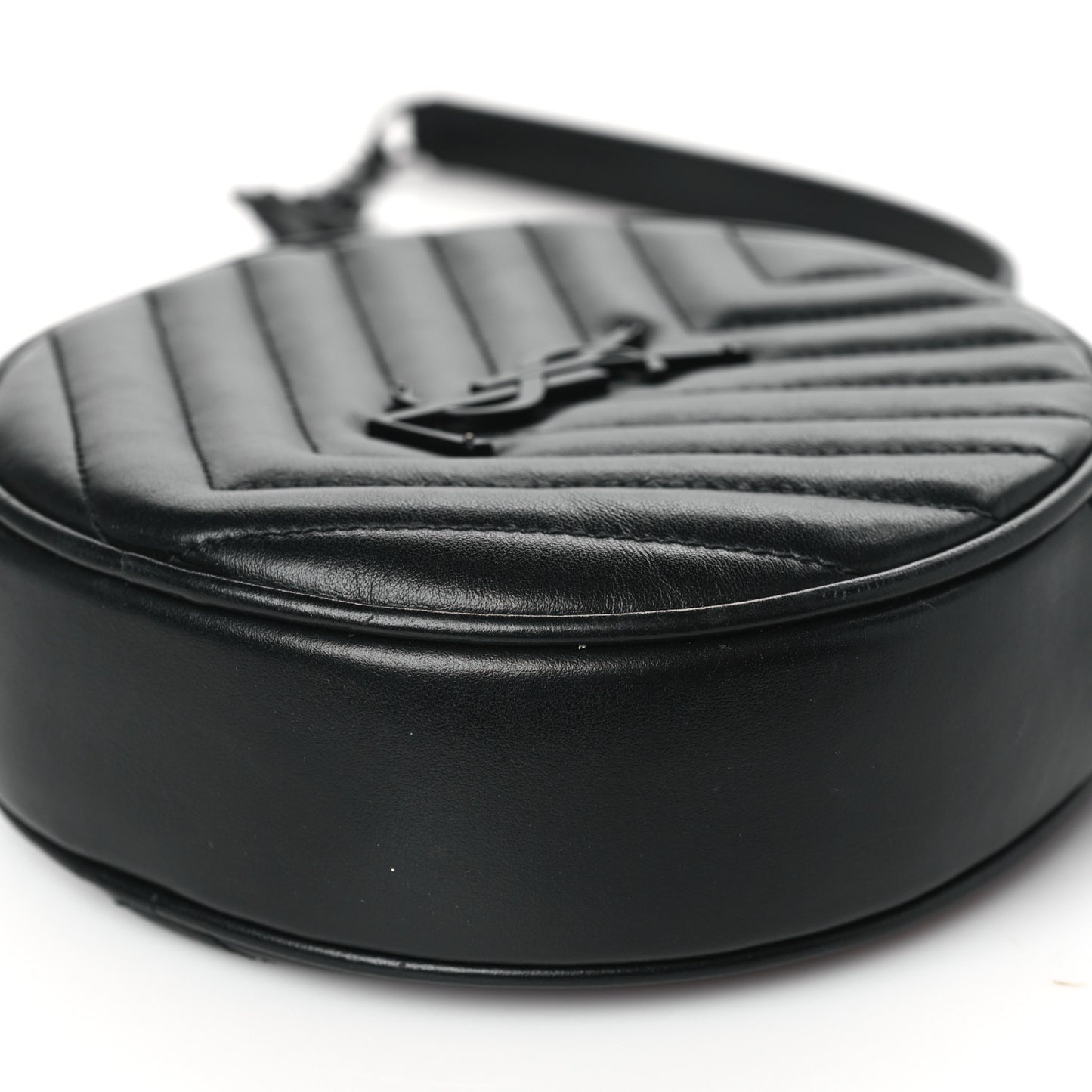 Calfskin Matelasse Chevron Round Vinyle Camera Bag Black
