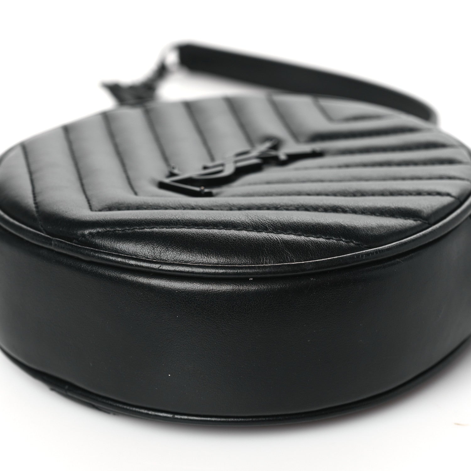 Saint Laurent Calfskin Matelasse Chevron Round Vinyle Camera Bag Black 10 of 10