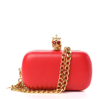 Alexander McQueen Calfskin Dagger Skull Box Clutch Red 1 of 11