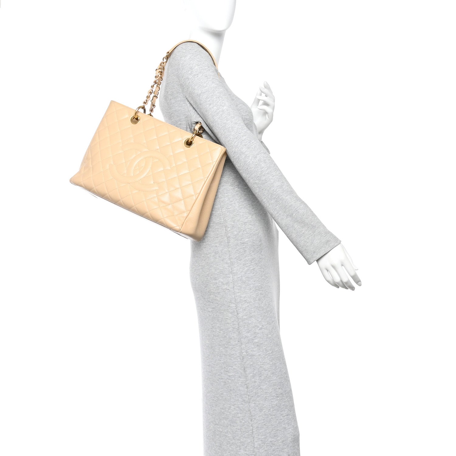 Chanel Caviar Quilted Grand Shopping Tote GST Beige Clair 2 of 19