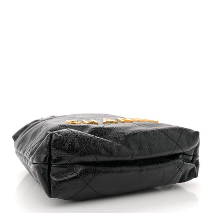 Chanel Shiny Crumpled Calfskin Quilted Pearl Mini Chanel 22 Black 4 of 10