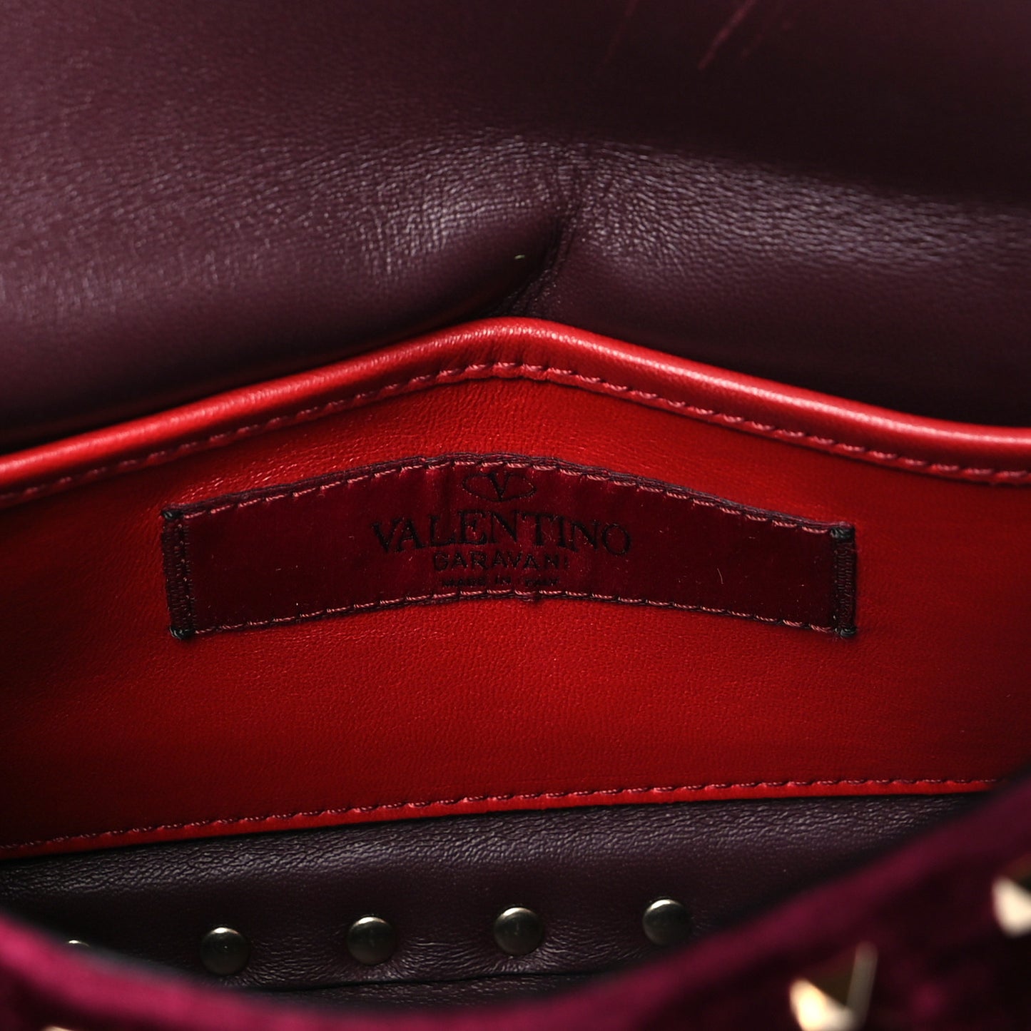Velvet Small Rockstud Spike Shoulder Bag Rubino