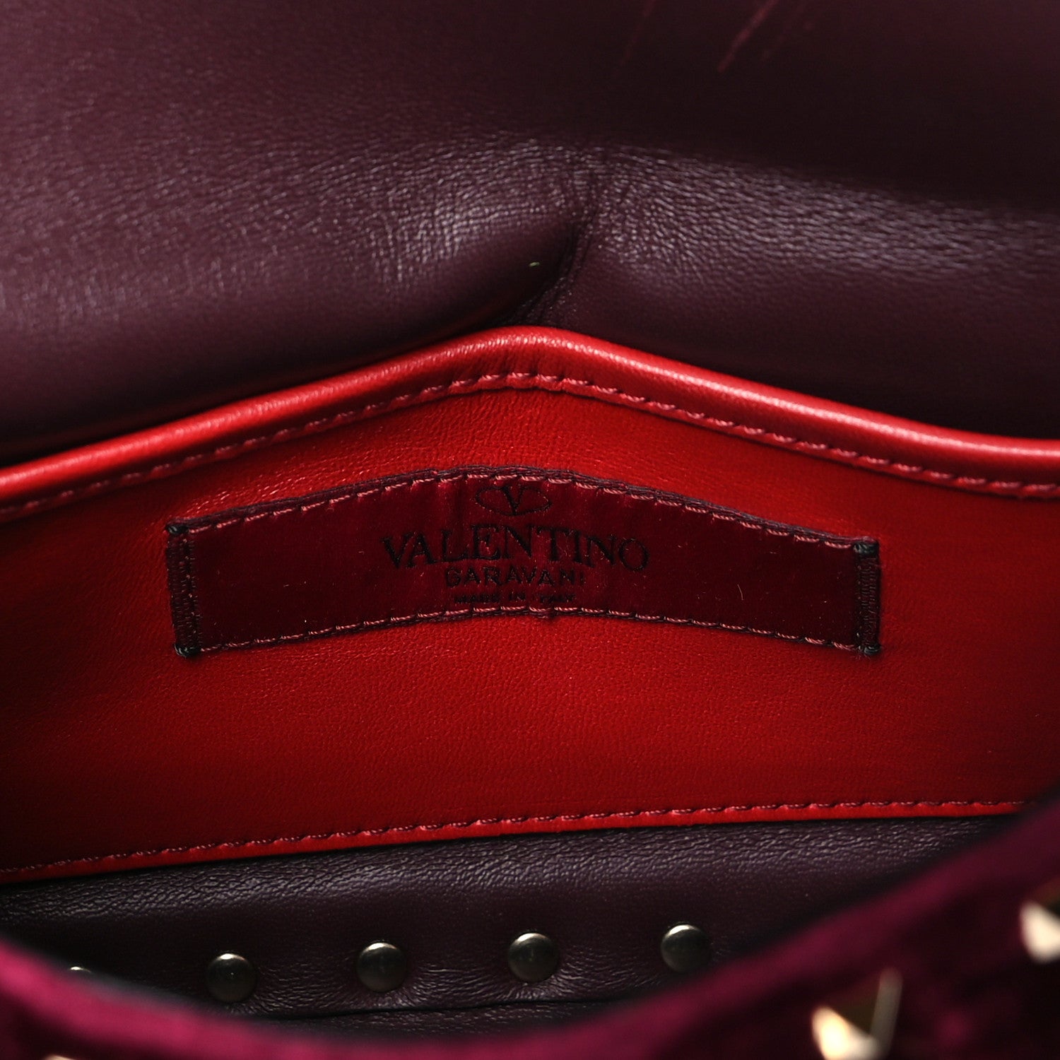 Valentino Garavani Velvet Small Rockstud Spike Shoulder Bag Rubino 6 of 8