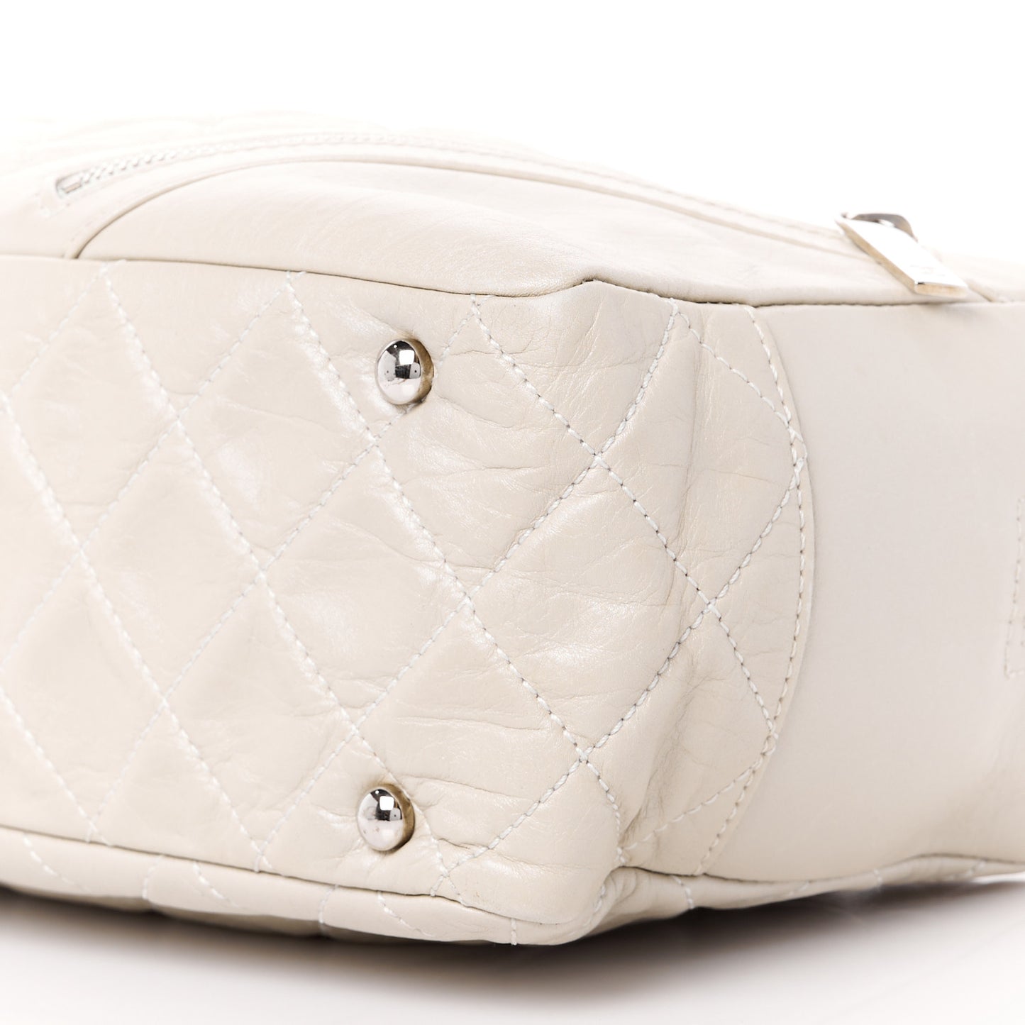 Aged Calfskin Quilted Cotton Club Bowler Pearl