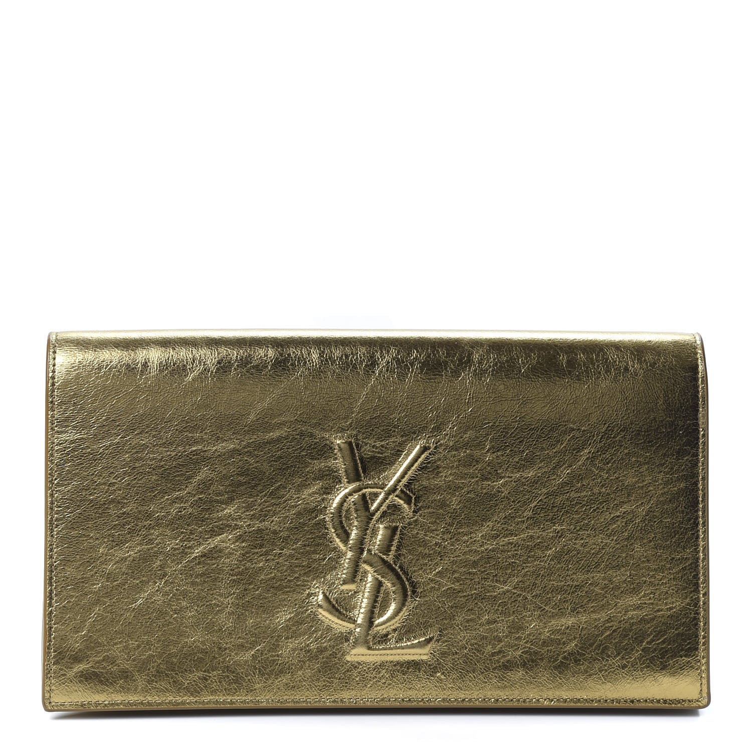 Saint Laurent Metallic Calfskin Monogram Large Belle De Jour Clutch Gold 1 of 8