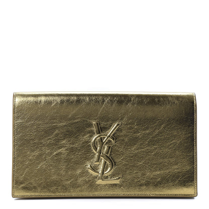 Saint Laurent Metallic Calfskin Monogram Large Belle De Jour Clutch Gold 1 of 8