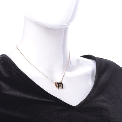 Hermes Lacquered Rose Gold Pop H Pendant Necklace Black 2 of 7