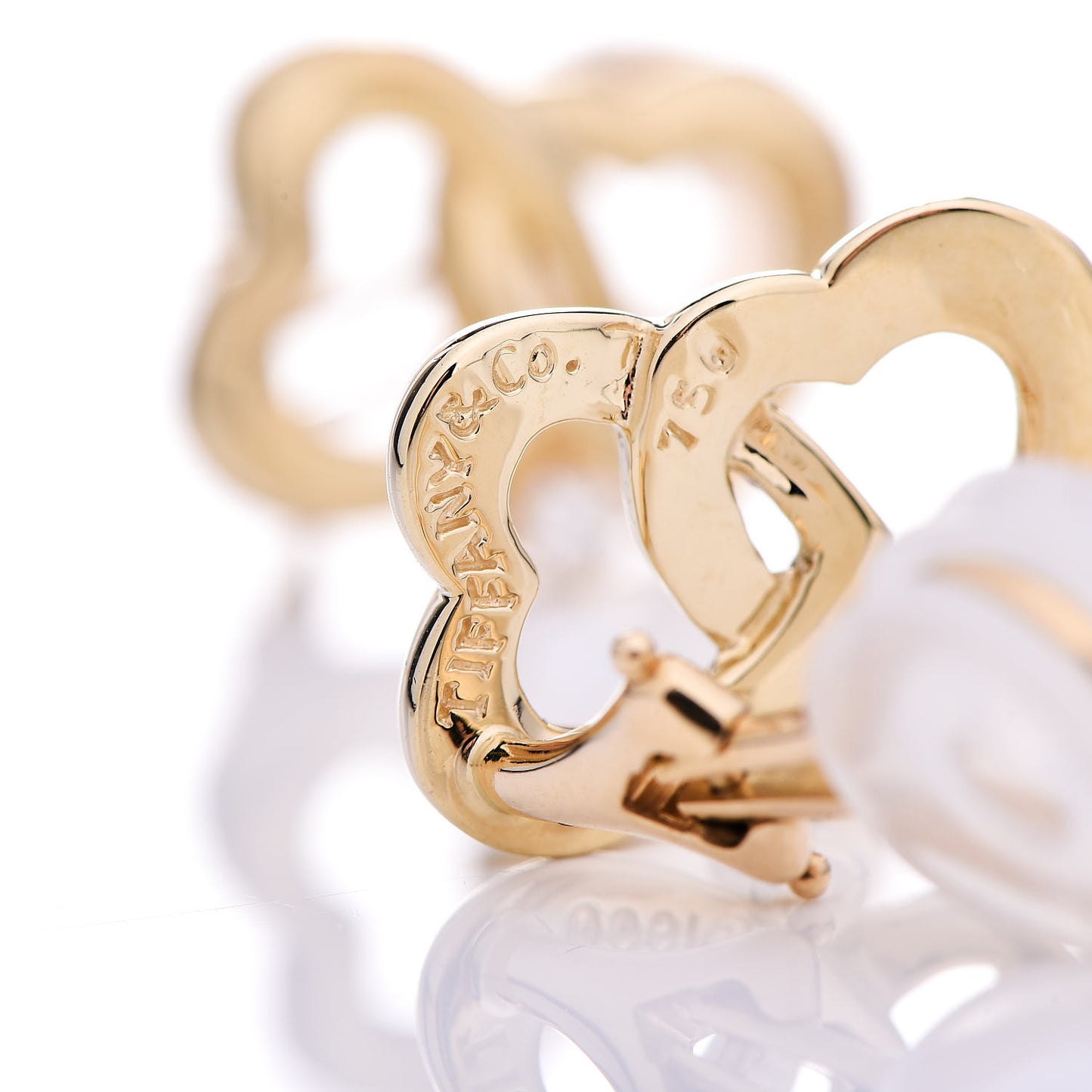 18K Yellow Gold Diamond Double Heart Clip On Earrings