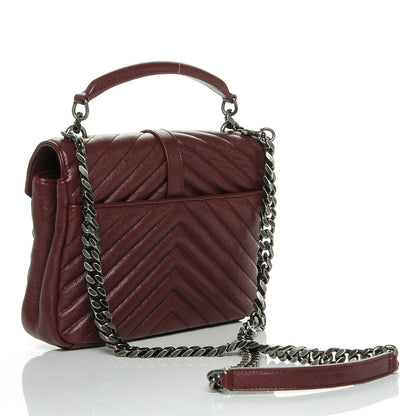 Saint Laurent Sheepskin Matelasse Chevron Monogram Medium College Bag Rouge Legion 3 of 6
