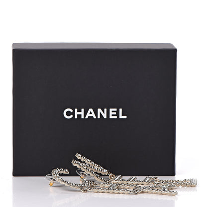 Chanel Crystal Cha-Nel Logo Drop Earrings Gold 5 of 5