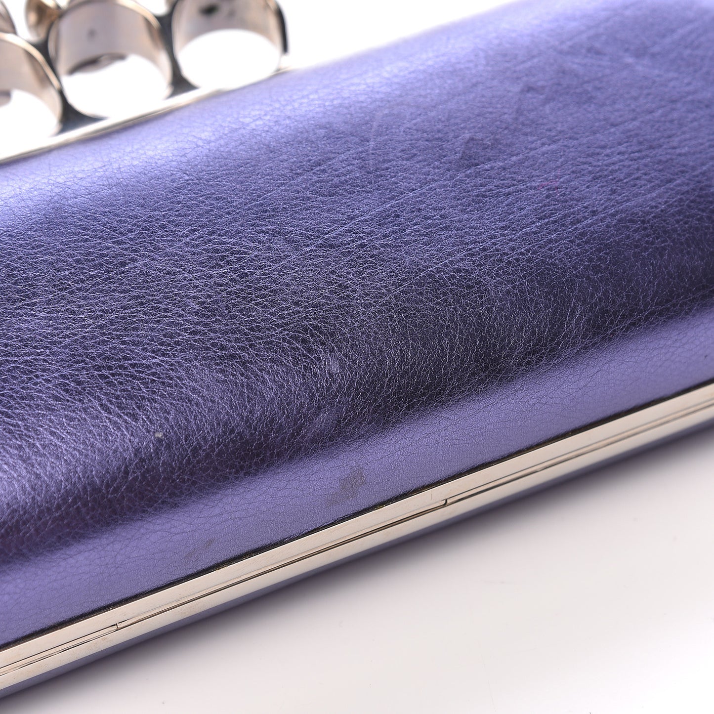 Metallic Nappa Knucklebox Clutch Purple