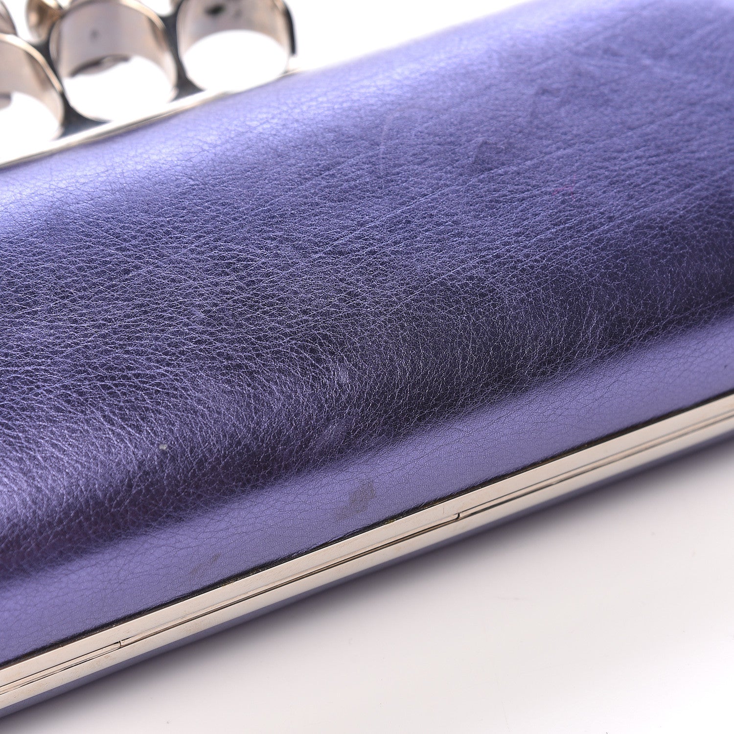 Alexander McQueen Metallic Nappa Knucklebox Clutch Purple 8 of 15