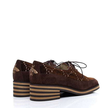 Gucci Velvet GG Monogram Thompson Derby Loafers 38.5 Vintage Cocoa Brown 3 of 14