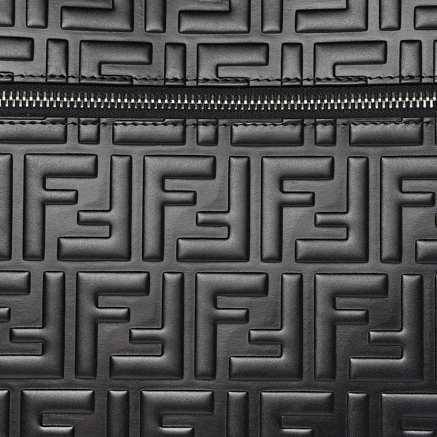 Vitello Century Wicker FF 1974 Embossed Large Runaway Shopper Tote Black