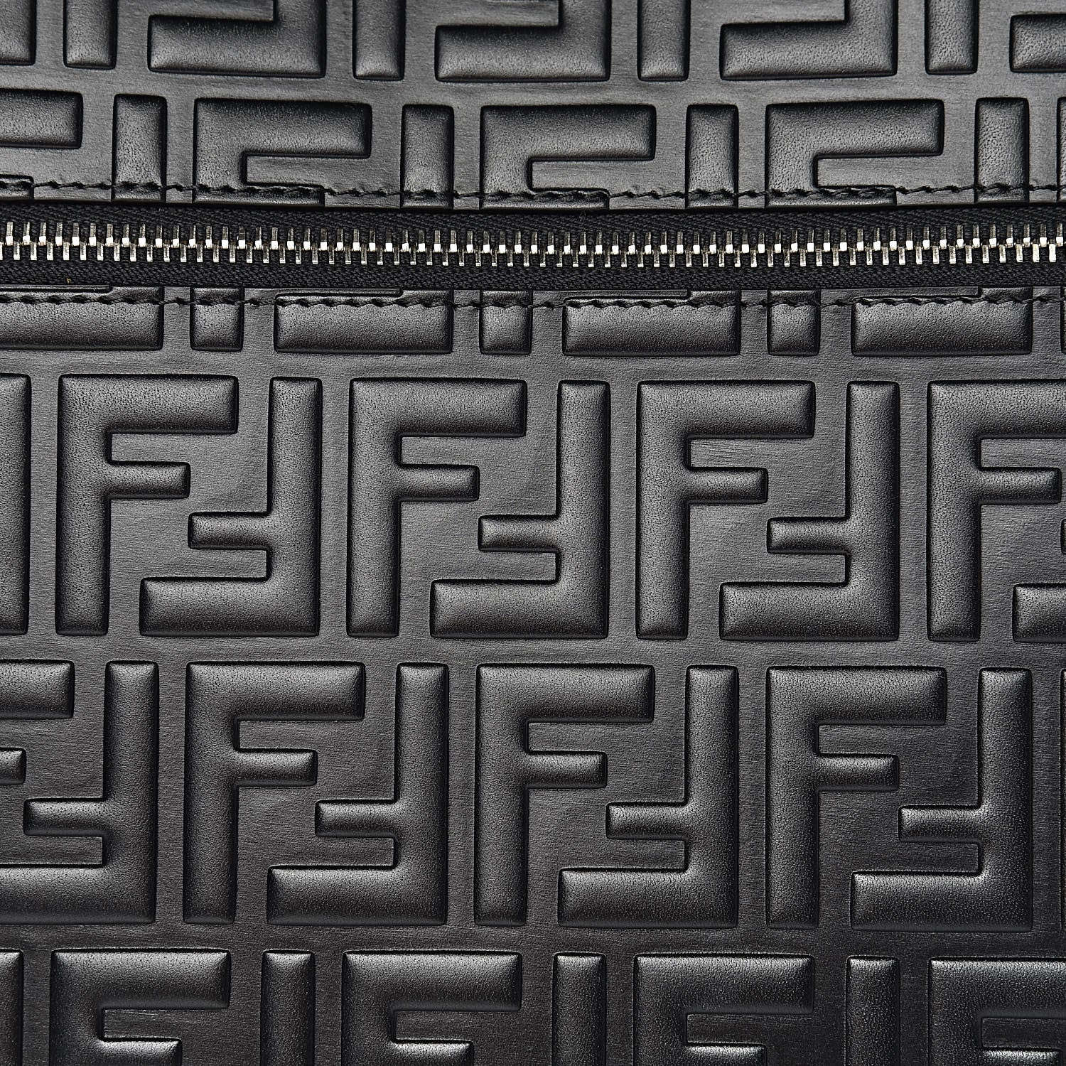 Fendi Vitello Century Wicker FF 1974 Embossed Large Runaway Shopper Tote Black 10 of 10