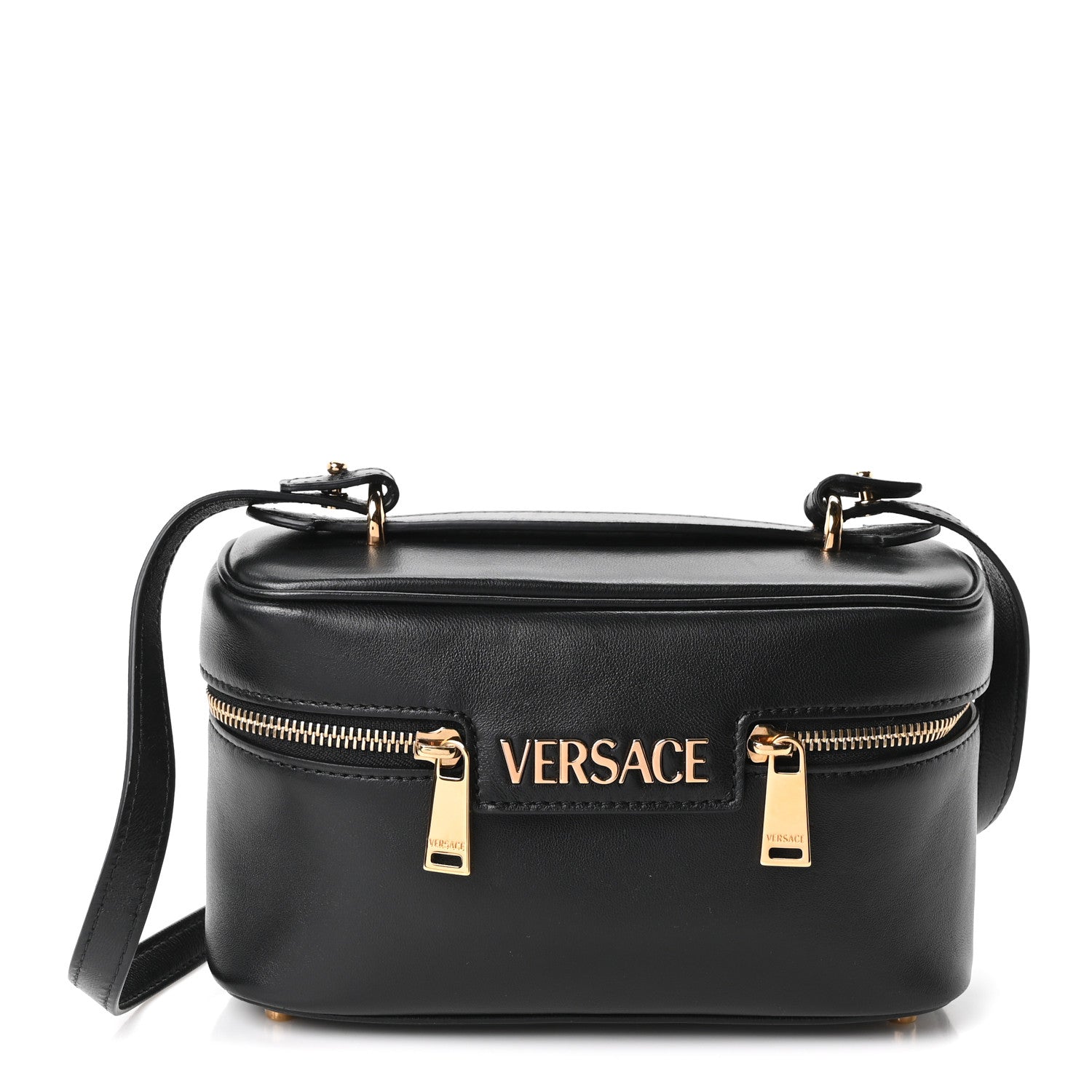VANITY BAG／black Versace Lambskin Tag Vanity Bag Black 1938940 – FASHIONPHILE