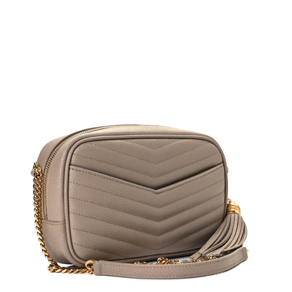 Saint Laurent Grain De Poudre Matelasse Monogram Mini Lou Camera Bag Dark Beige 2 of 7