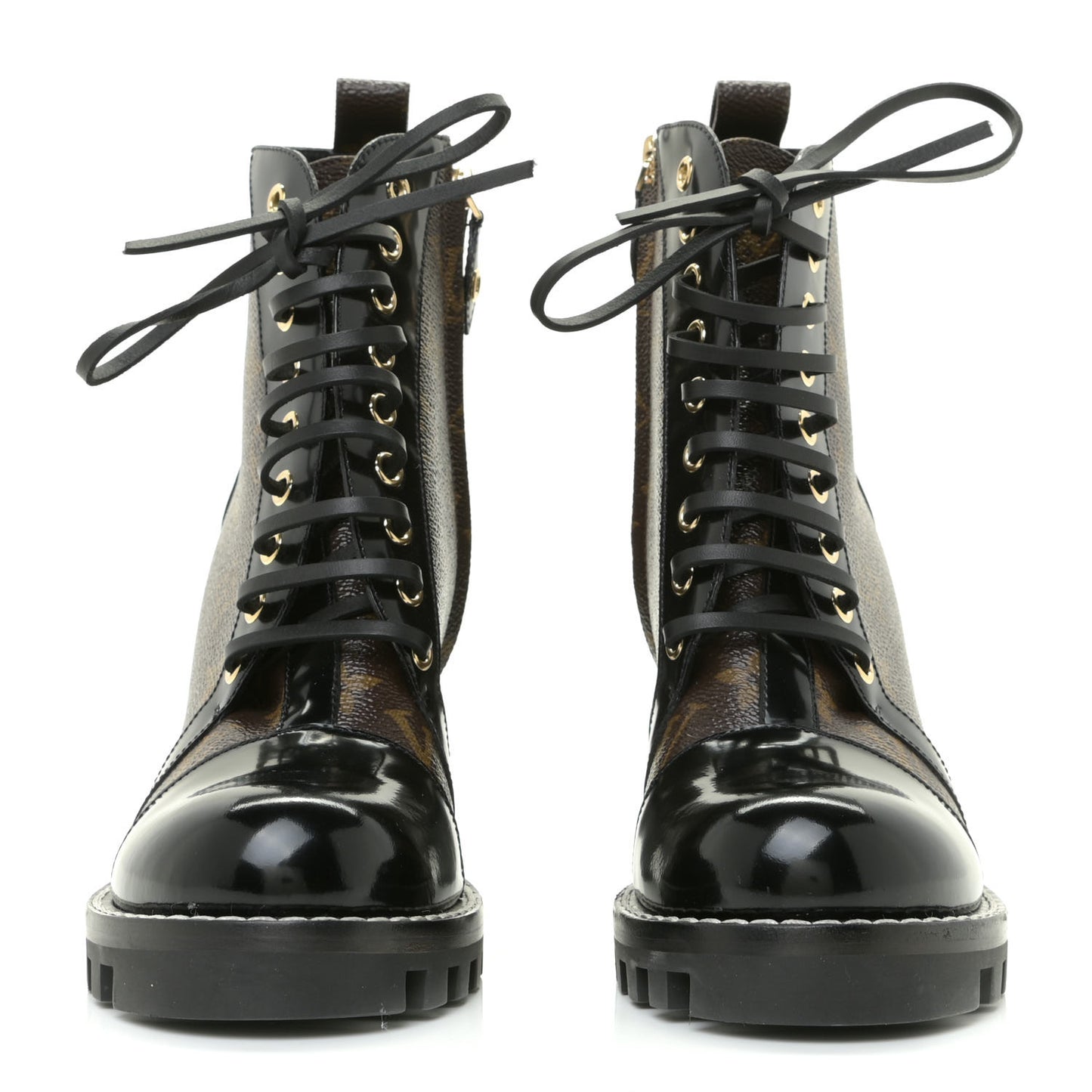 Patent Calfskin Monogram Star Trail Ankle Boots 38 Black