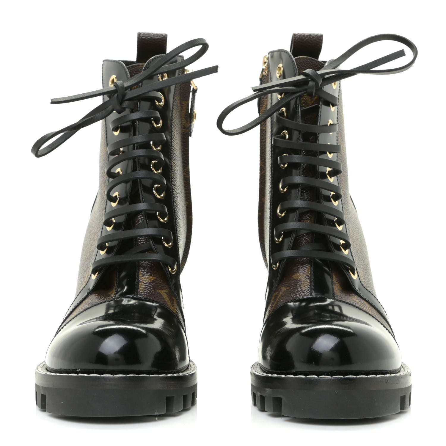 Louis Vuitton Patent Calfskin Monogram Star Trail Ankle Boots 38 Black 2 of 11