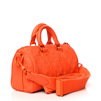 Louis Vuitton Grained Calfskin Aerogram Keepall XS Orange 3 of 14