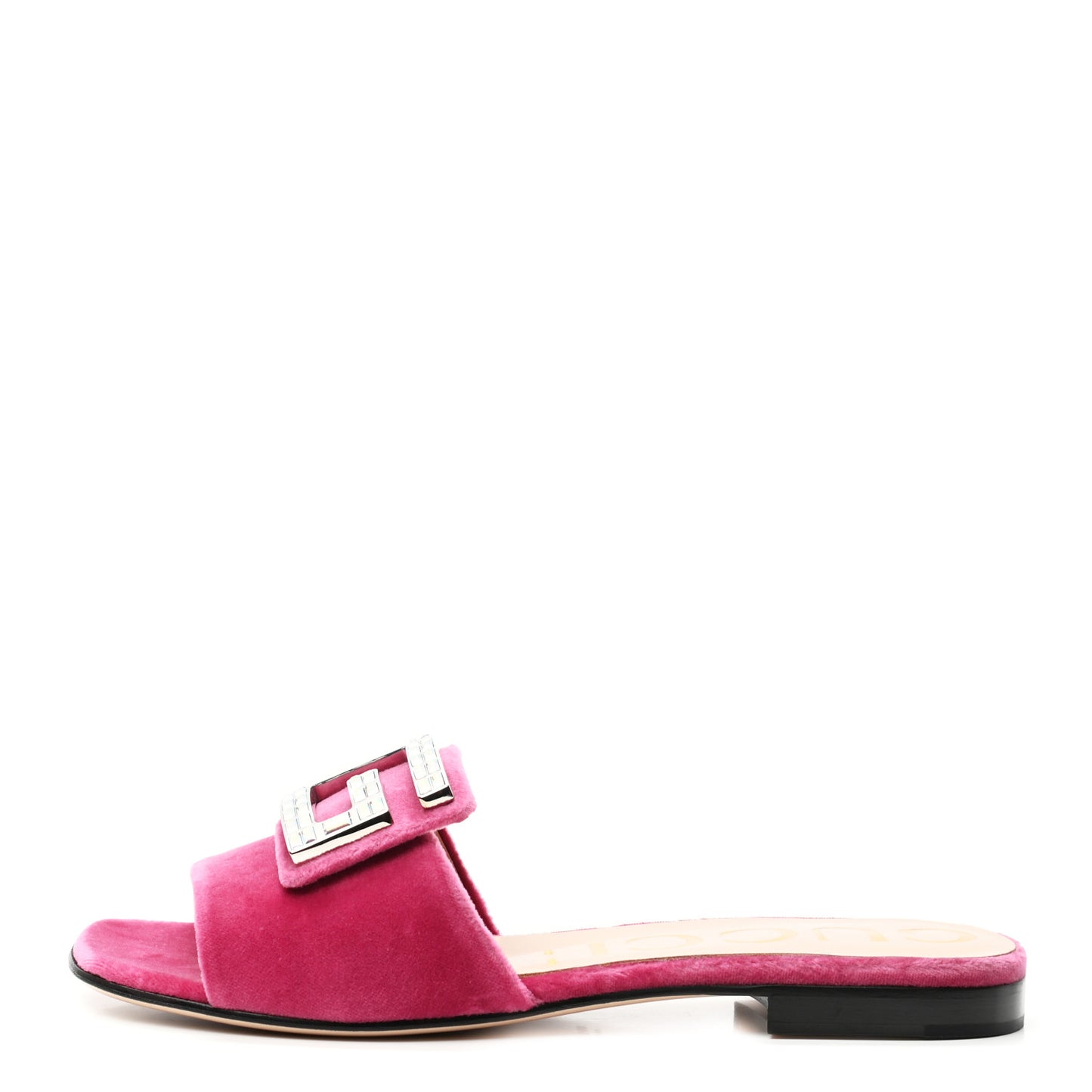 Velvet Crystal Square G Madelyn Slide Sandals 37 Light Raspberry Rose