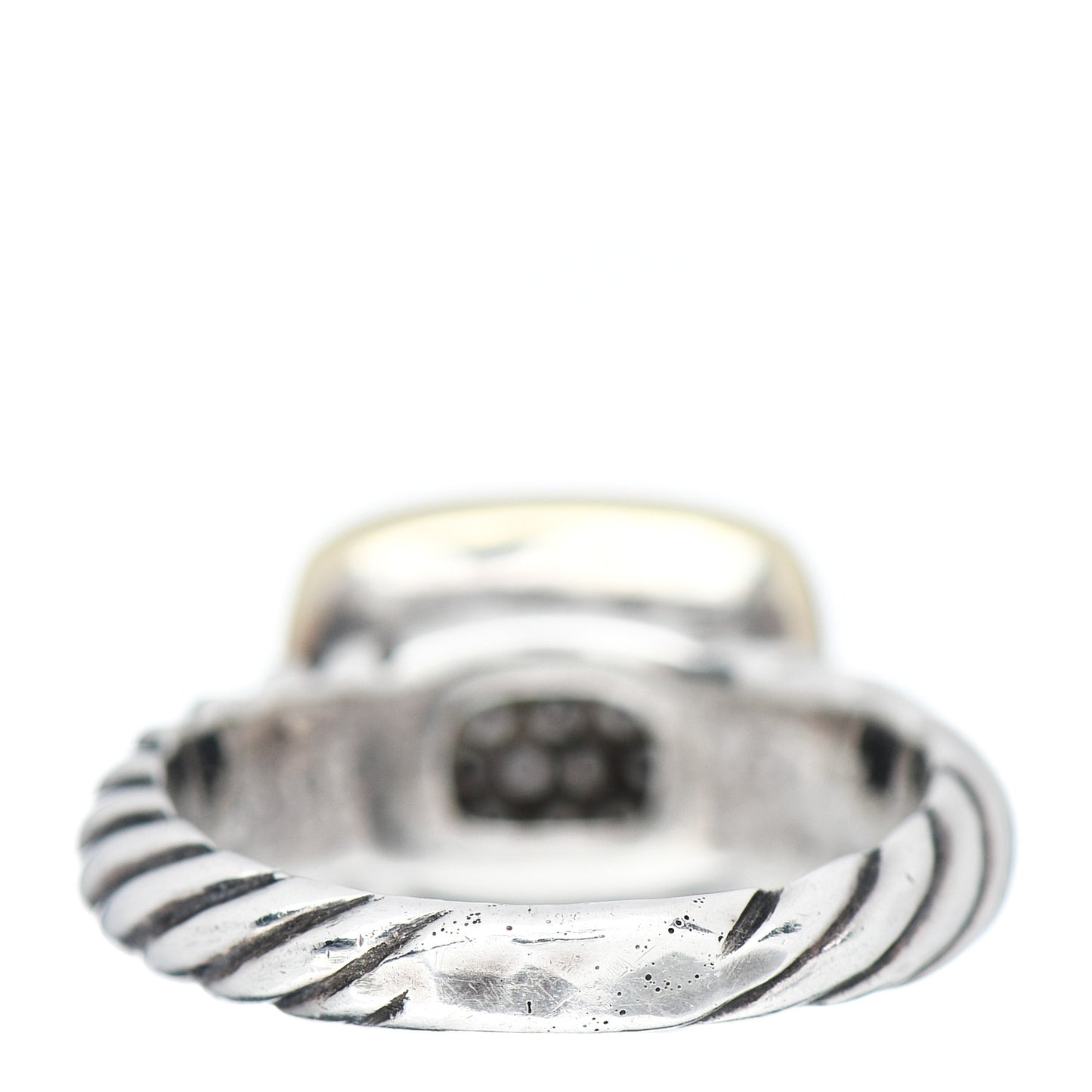 Sterling Silver 18K Yellow Gold Diamond 10mm Noblesse Ring 49 4.75