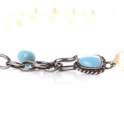 Chanel Ruthenium Pearl Beaded Short Necklace White Turquoise 7 of 8