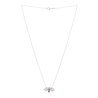 Tiffany Platinum Diamond Pink Tourmaline Paper Flowers Firefly Pendant Necklace 2 of 4