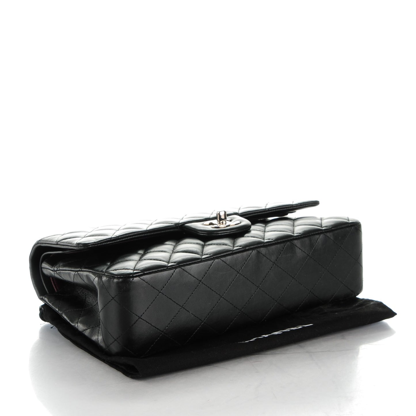 Lambskin Quilted Medium Double Flap Black