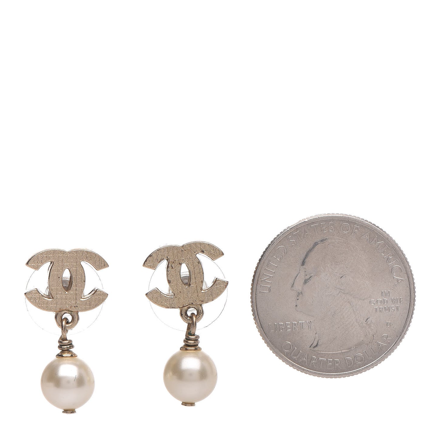 Pearl CC Drop Earrings Gold